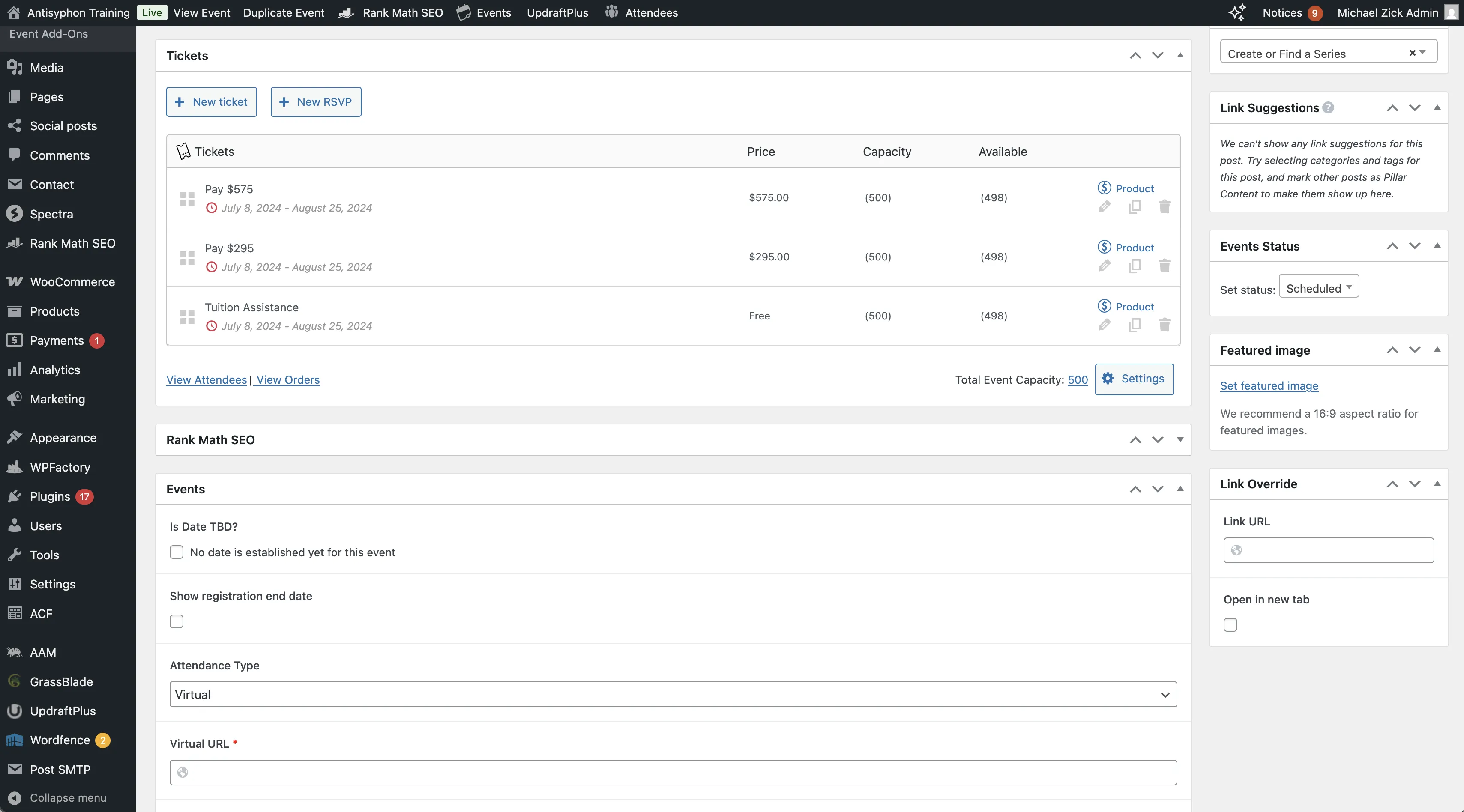 Admin order edit view with custom fields
