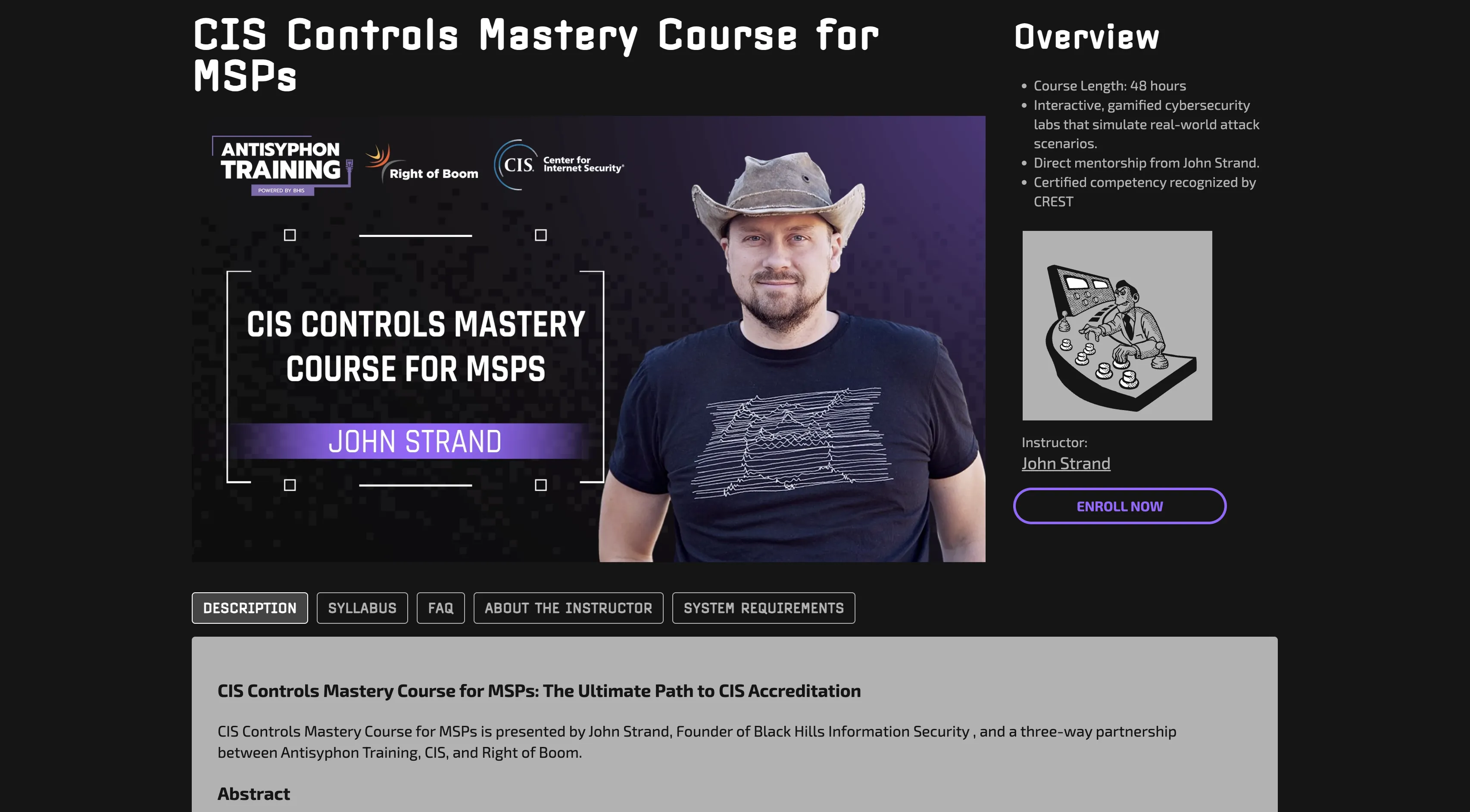 Course detail page with syllabus and schedule