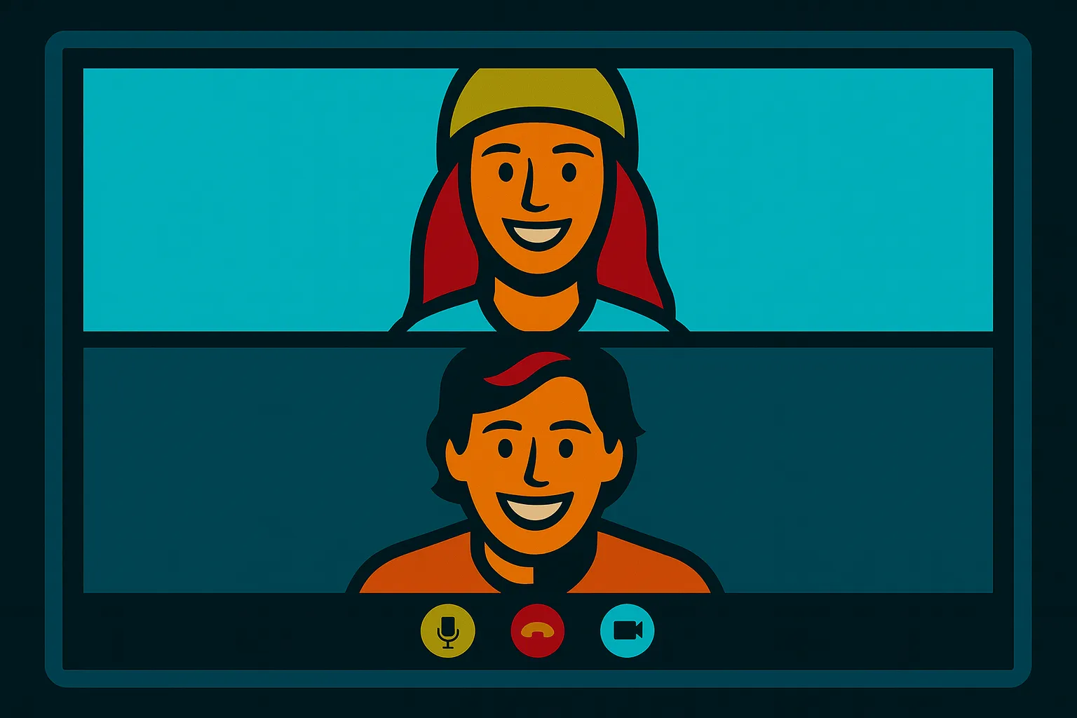 Two people talking during a video call