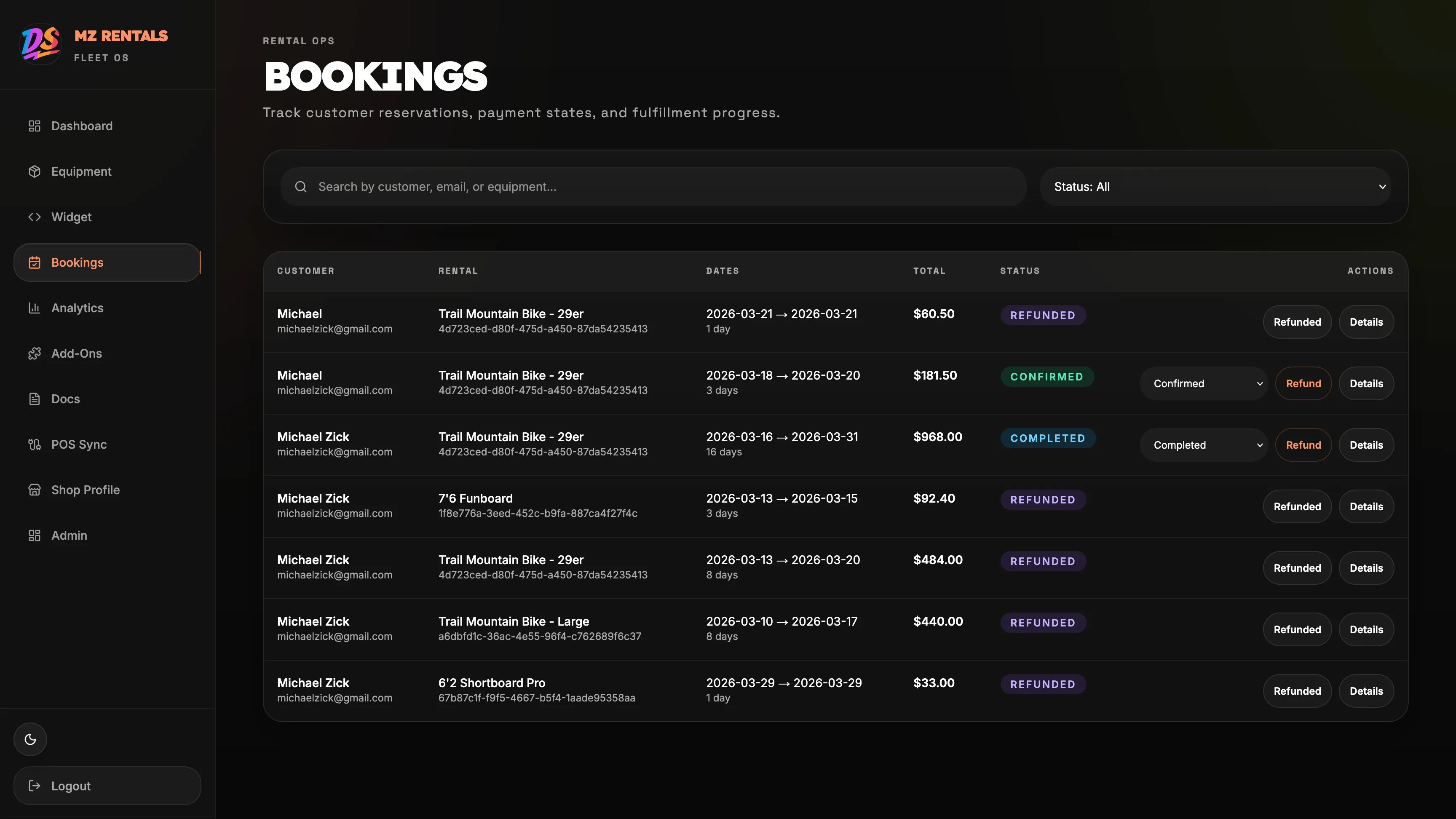 DemoStoke Fleet Ops bookings management