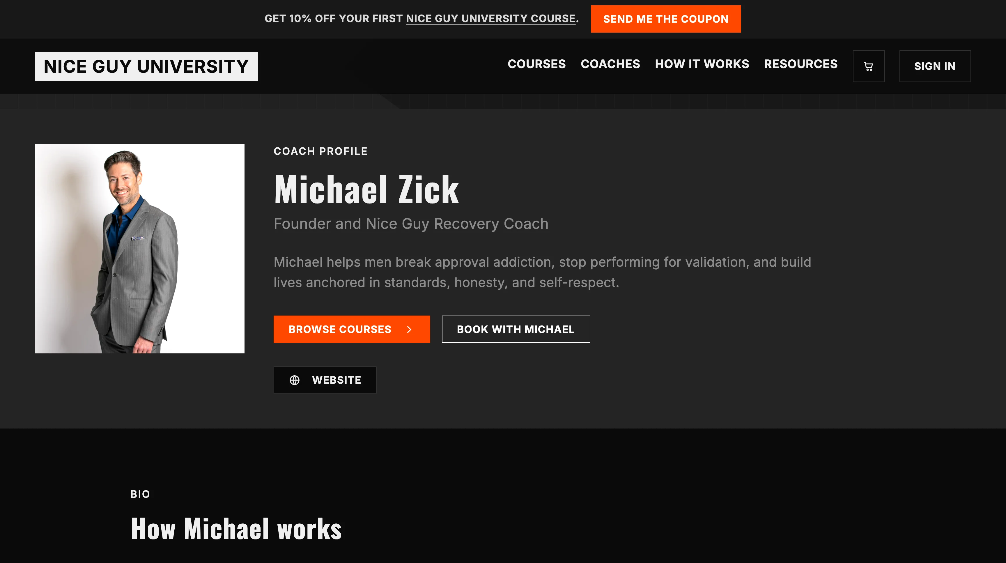 Nice Guy University coach profile for Michael Zick