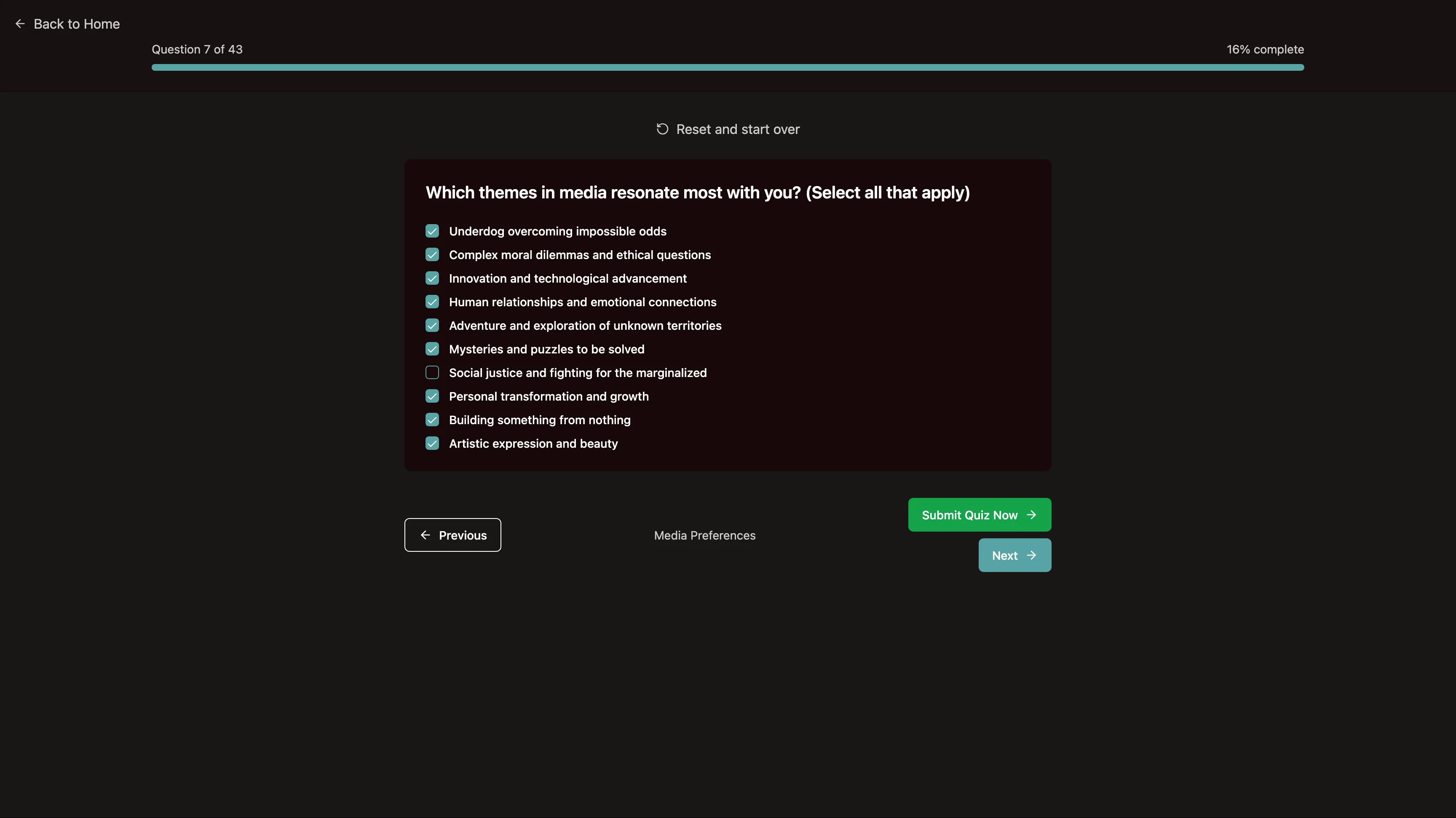 Second quiz step experience